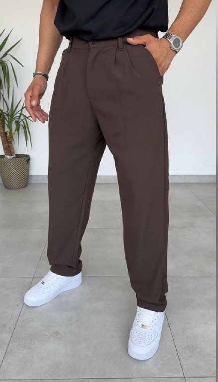 Gabardin Baggy Pantolon Kahve