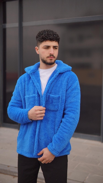 Mavi Pelüş Ceket
